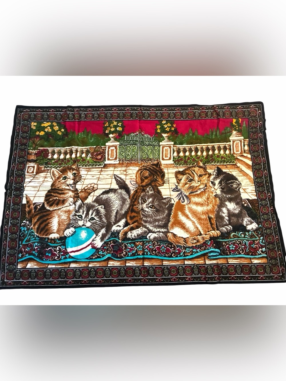 Vintage Kittens Wall Hanging Tapestry 38x55 Cottagecore Cats Decor Large
